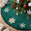 Lanpn Albero di Natale Gonna Copertura di Base Velluto Pannello Esterno Extra Grande Fiocco di neve Ricamati Copertura della Base per Albero di Natale Decorazione Natalizia (Verde, 150cm)