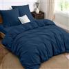 Dreamzie Parure da letto 4 pezzi, copripiumino matrimoniale 240x220 cm + lenzuolo con angoli matrimoniale 180x200 cm, con 2 federe da 65 x 65 cm, Blu Scuro per 2 persone, microfibra - oeko-tex