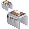 SANLIUBA Organizer per Divano con Vassoio, Grigio Porta Telecomando da Divano Pratico, Organizzatore per Bracciolo con Porta Telefono, Tazze e Tablet - Salvaspazio