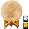 AGM - Lampada a LED da notte stampata 3D a forma di luna, 15 cm, dimmerabile, con 2 colori, controllo remoto e touch, lampada d'atmosfera per camera da letto, stanza dei bambini, caffè, bar, sala da