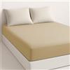 Etrexonline Lenzuolo con Angoli Microfibra per Letto 150x190/200cm Con Altezza da 28cm, Lenzuolo Matrimoniale con Angoli Ultra Morbido Traspirante - Beige