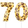 Hongplus Candele di compleanno per torta con ghepardo, numero 70, con stampa leopardata, per ragazze, donne, ghepardo, decorazioni per feste di compleanno, forniture bomboniere, regali