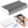 Elviros Cuscino Cervicale per Dormire in Memory Foam, Cuscino Ortopedico Ergonomico Altezza Regolabile, per Dormire su Fianco e Schiena con Fodera Traspirante Rimovibile, 60×35.5×13,5/11.5cm