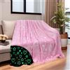 HSGLGNA Coperta per bambini con dinosauri al buio, morbida microfibra, fantastica idea regalo per gli amanti del dinosauro (Amore - Rosa, 130 x 150 cm)