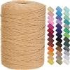 GOHOF Cordoncino macramè, 3 mm x 300 m, in cotone macramè, 4 fili intrecciati in morbido cotone, uno dei materiali più perfetti per l'arte macramè, filo di cotone senza sostanze chimiche (latte)