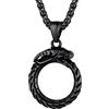 U7 Dragon Collana Uomo Ciondolo, Nero Rotondo Acciaio Inossidabile con Drago, Vintage Gioielli Cinese, Idee Regalo