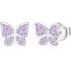 Jrêveinfini Orecchini Donna e Bambina Farfalla Argento 925, Viola, Anallergici, Nichel Free, Piccoli, Gioielli Regalo