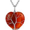 FOCALOOK Collanine Donna Sottili Collana Rubino Rosso Pietra Cuore Collana con Rubino Rosso Granato Gennaio Albero della Vita in Acciaio Inossiabile Confezione Regalo
