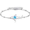 POPLYKE Argento Sterling Killer Whale Orca Beaded Charm Bracciali Regolabile Gioielli per Donne Regalo di Compleanno.., 23 cm, Argento sterling