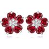 Crystalline Azuria Donna 18ct Placcato Oro Bianco Fiori Orecchini a Lobo con Rosa Cristalli di Zirconi