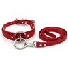 lalatia Girocollo Donna O Ring Choker Collana in Ecopelle (Rosso Argento, Guinzaglio)