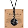 JSDDE Collana in ossidiana naturale, 25 mm, con ciondolo a forma di fiore di loto, amuleto, portafortuna, gioiello per uomo e donna, regalo spirituale