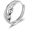 SILBERTALE Anello antistress in argento Sterling 925 per donne, regolabile, con zirconia cubica