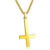 Pauro - Collana da uomo con ciondolo a croce capovolta in acciaio inox, catenina da 55,9 cm, colori: nero, oro, argento e Acciaio inossidabile, colore: Gold, cod. po3sar171113-14