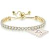 HEEYA Bracciali da donna placcati in argento Sterling bracciali tennis cristallo Slider braccialetto da donna diamante zirconia braccialetto da donna regalo di compleanno per mamma sorelle con carte