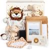 Lictin Set Regalo Neonato per Bambini e Bambine- Regali Nascita con coperta per bambini, sonagli, bavaglini, coperta di sicurezza Lion, impronte commemorative, cornici per foto, ecc