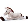 SNOWOLF gigante peluche giocattolo cavallo grande giocattolo animale farcito Pony Unicorno peluche bambola regali per i bambini, San Valentino, Natale (marrone, 120cm)