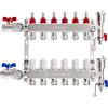 VANCOCO Collettore Riscaldamento Pavimento in Acciaio Inox 6 Circuiti, Eurokonus 16×2 mm, Kit Sfiato Veloce, Valvole a Sfera 1, Portata 5 L/min, Misuratore di Portata