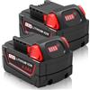 LabTEC 2 confezioni di batterie Li-ion 5,5 Ah per Milwaukee M18, compatibili con utensili 18 V 48-11-1815 48-11-1820 48-11-1830 48-11-1840 48-1850 11