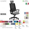 SEIPO BOSS BS0021 poltrona direzionale schienale rete con poggiatesta e braccioli fissi movimenti R4 ECOPELLE D2 SEIPO