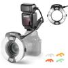 Neewer RF1-N Marco Ring Flash Light Compatibile con Nikon Camera, 76Ws GN15 5600K TTL Illuminazione 1-1/128 Uscita Fronte/Posteriore Tenda Sync Gel Colorati, Anelli Adattatore Obiettivo per Macro
