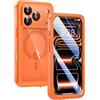 Lanhiem Cover per iPhone 17 Pro Max Impermeabile Antiurto [Compatibile con MagSafe] Infrangibile 360 Subacquea Integrata IP68 Waterproof Chantier Antipolvere per iPhone 17 ProMax,Arancio