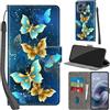 Haninsuze Cover per Motorola Moto G86 5G/ G86 Power 5G, farfalla dorata | Pelle PU Portafoglio, Porta Carte, Magnetica, Libro, Antiurto Custodia