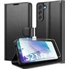 Eirltiy Cover per Samsung Galaxy S21 FE 5G Portafoglio Pelle PU Premium, Custodia Scomparti Carte Antiurto Protettiva Case con 1 Vetro Temperato, Nero