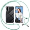 ISOI Cover con Cordino per Honor 90 Lite, Custodia Trasparente con Collana Tracolla Laccio Collo Ultra Sottile Morbido TPU Silicone Antiurto AntiGraffio Antiscivolo Case, Verde
