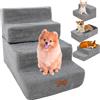 Maycoly Scale per Cani a 4 Gradini in Spugna, Scala Antiscivolo Rampa per Animali Domestici con Rivestimento in Tessuto Rimovibile e Lavabile, Scaletta per Cani di Piccola Taglia per Letto, Divano, Macchina