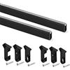 Emuca - Kit Tubo per Armadio, 1150 mm, Verniciato Nero, Alluminio e Tecnoplastica, Lotto di 2