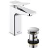 Bristan Tangram Eco Start - Miscelatore per lavabo con scarico a scatto, rubinetto da bagno, finitura cromata
