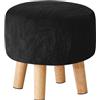YMYNY Rotondo Sgabello Ottomano Poggiapiedi, Cambiare Sgabello Scarpe, Poliestere Spugna Poggiapiedi Con Gambe In Legno Antiscivolo Per Soggiorno, Divano,Ingresso 32×32×32CM Nero HBD035B