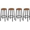 HOOBRO Set di 4 Sgabelli da Bar, Sgabelli da Bar per la Casa Alti con Struttura in Metallo e Seduta Liscia, per Cucina, Bar, Caffè, Ristorante, Bancone, Marrone Vintage e Nero EBF03BYP401