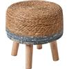 YMYNY Poggiapiedi in legno, Pouf Rotondo di Alghe Naturali con Sedile Intrecciato a Mano, Sgabello Morbido poggiapiedi imbottito, per soggiorno, Camera da Letto, 32×32×32CM Blu HBD027Q