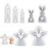 Bangbobi Set di 7 stampi in silicone, adatti per la modellazione di gesso e candele (angelo a forma di cuore, casa, coniglio), stampi in silicone per Natale, stampi in gesso, stampi in silicone fatti a mano