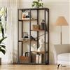 OCTORO Libreria, Scaffale Verticale a 6 Ripiani, Porta Piante, Pannelli di Particelle di Legno di Alta Qualità, Adatta per Studio, Soggiorno, Camera da Letto, Bagno, 30 x 80 x 170 cm, Marrone Vintage