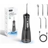 FRESKO Idropulsore Dentale Portatile, 300ML Irrigatore Orale con 4 Modalità 45-105PSI, Batteria 2600mAh, Impermeabile IPX7, 5 Punte per Apparecchi e Impianti