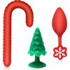 Meslav Set di Plug Anali in Silicone - 3 Pezzi Morbidi e Sicuri per Principianti e Coppie, Edizione Natalizia Festiva, Sex Toys in Silicone Regalo Erotico
