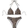 GORGLITTER Bikini a triangolo da donna, set leopardato, bikini a vita alta, sexy, brasiliano, con allacciatura al collo, bikini leo, bikini da 2 pezzi, costume da bagno, leo, XS