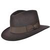 uk-unique wear Cappello Fedora fatto a mano in feltro frantumabile 100% lana elegante da uomo con banda larga stile Indiana Marrone 6.75