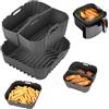 VINATO Set di 3 Teglie per Friggitrice ad Aria in Silicone, Accessori con Separazione Grasso, Lavabile in Lavastoviglie, Per COSORI, Ninja, Philips, Tefal, Russell Hobbs, Grigio