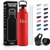 JAPORIA Borraccia Acciaio Inox 750ml, Borraccia in Acciaio Inossidabile con Cannuccia, Isolamento Termico a Doppia Parete, senza BPA, a Prova di Perdite, Termos per Sport, Palestra, Viaggio