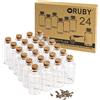 Ruby - 30 x 60mm/25ml Mini Bottiglie Vetro con Tappo Sughero, Boccetta in Vetro, Ampolla di Vetro,Barattolo Caramelle Vasetti in Vetro per Bomboniere Vasetti Spezie (24PCS)