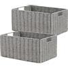 Vagusicc Set di 2 cestini portaoggetti in vimini intrecciati a mano, piccoli cestini portaoggetti per organizzare la carta igienica, pieghevoli, grandi, cubi organizer per scaffali (grigio)