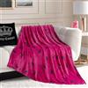 Juicy Couture Lussuosa coperta per divano, 127 x 178 cm, motivo: corona reale, coperta decorativa per divani, sedie e letti, colore: rosa acceso