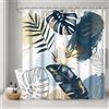 Uiiooazy Tenda Doccia Antimuffa, Tenda da Doccia 180x200cm Boho Style Tropicale Foglie di Palma Blu Giungla Tende da Bagno Tessuto Lavabile Impermeabile Poliestere Tende Vasca da Bagno con 12 Anelli
