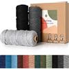 HanCheng 60 m x 3 mm Filo Macrame Colorato Sfumato Set di 3,Colorata Corda Macrame Kit con 3 Portachiavi—Sfumato Grigio:Grigio Scuro,Grigio Chiaro,Nero