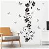 DabbOo 2 Pezzi Adesivi Murali Fiore Vite Nera Sticker Decorativo Muro Adesivo in PVC Autoadesivo per Decorazione Specchio Vetro Finestra Porta Soggiorno Camera da Letto Cucina 30x90cm