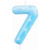 mciskin Candele di compleanno con numero di fiocco di neve, candela di compleanno blu bianca per 7 torte per ragazze, candele numero 7 congelate, decorazione per torta a tema congelato per decorazioni di